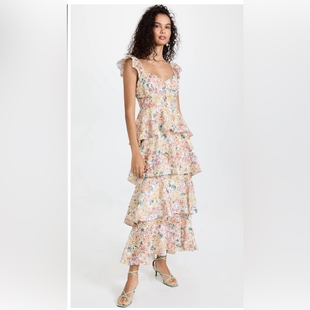 Anthropologie En Saison Presley eyelet ruffle Midi Dress size large New with tag - Picture 4 of 12